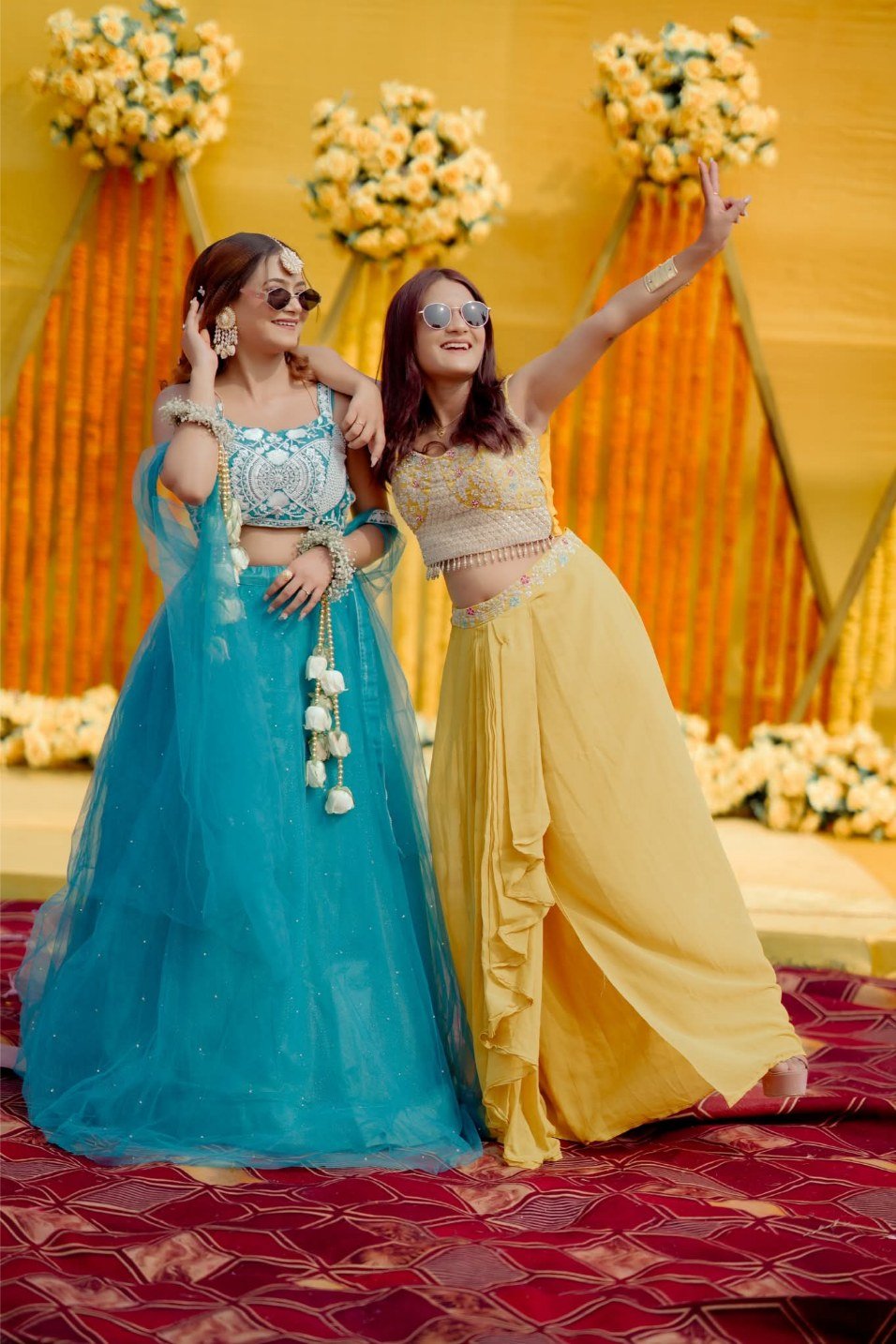 Haldi with the bridal party, wedding in Indore